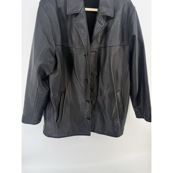 Claiborne Leather Jacket Coat Black Pebble Grain Full-Zip Men's Large Coat - Picture 3 of 16